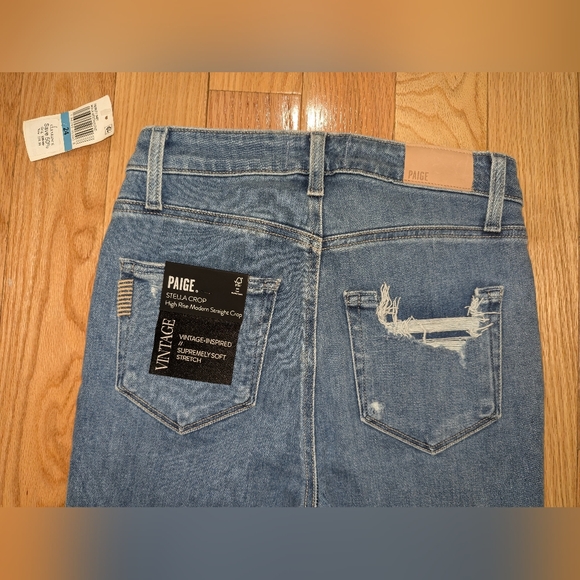 19. NWT PAIGE DENIM STELLA CROP HIGH WAIST MODERN STRAIGHT CROP JEANS - Picture 6 of 6